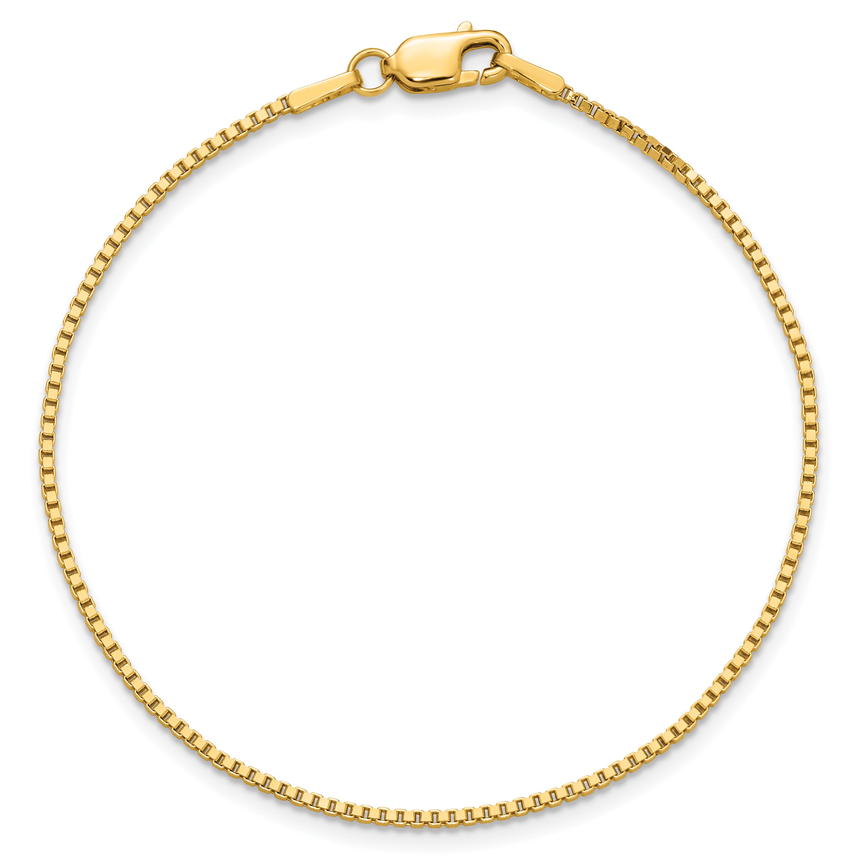 14K 9 inch 1.4mm Box with Lobster Clasp Anklet