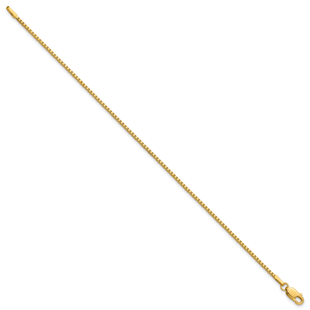 14K 9 inch 1.5mm Box with Lobster Clasp Anklet