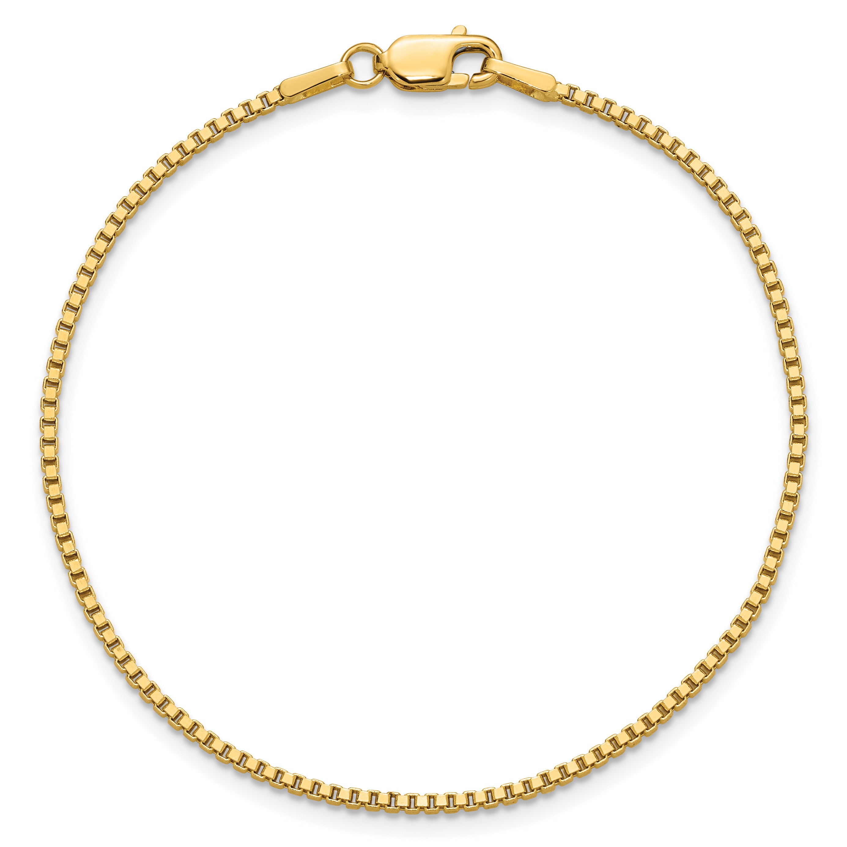 14K 9 inch 1.5mm Box with Lobster Clasp Anklet