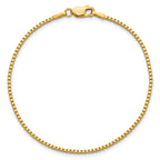 14K 9 inch 1.5mm Box with Lobster Clasp Anklet