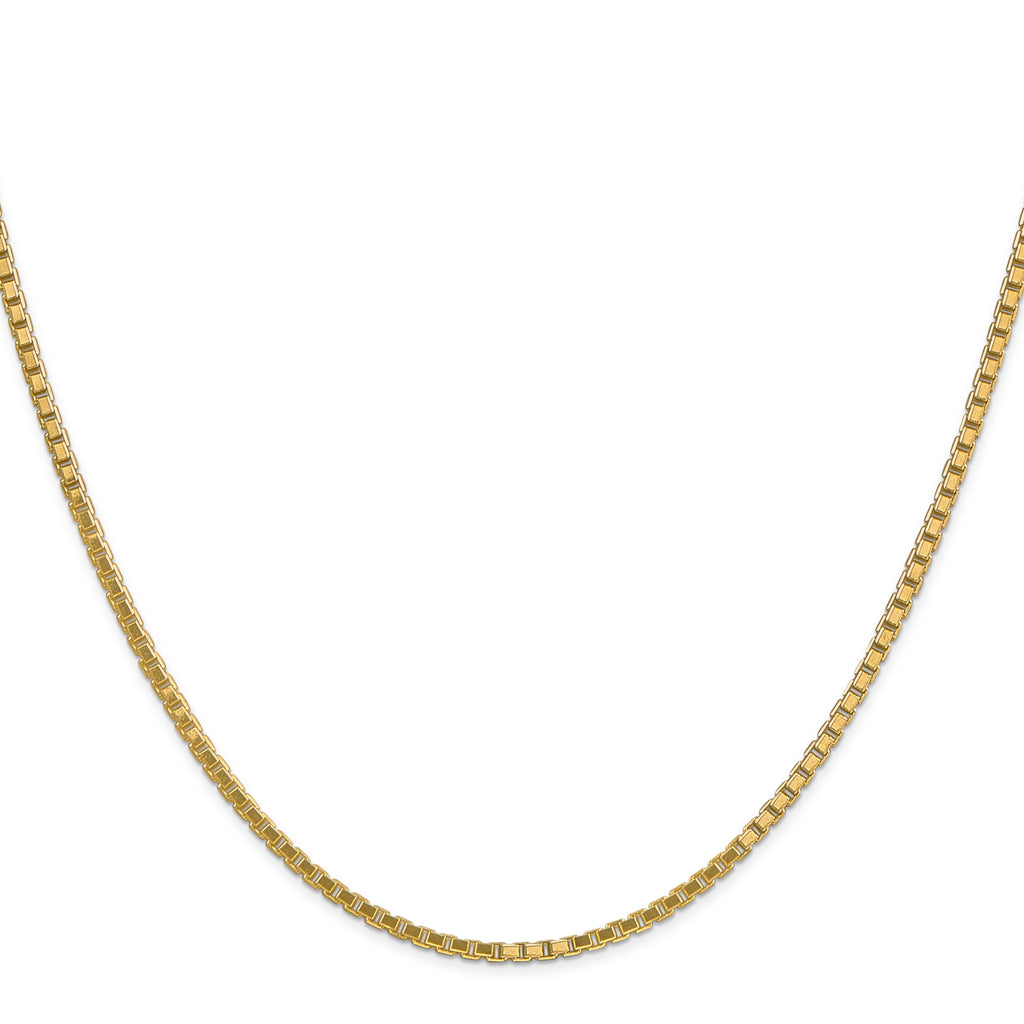 14K Yellow Gold Solid Box Chain Necklace 1.9mm
