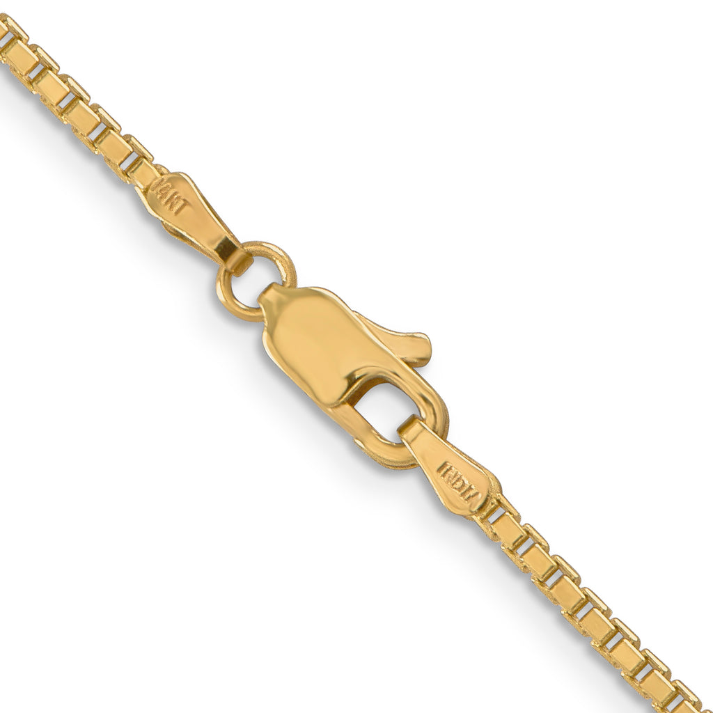 14K Yellow Gold Solid Box Chain Necklace 1.9mm