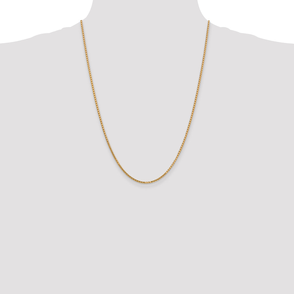 14K Yellow Gold Solid Box Chain Necklace 1.9mm