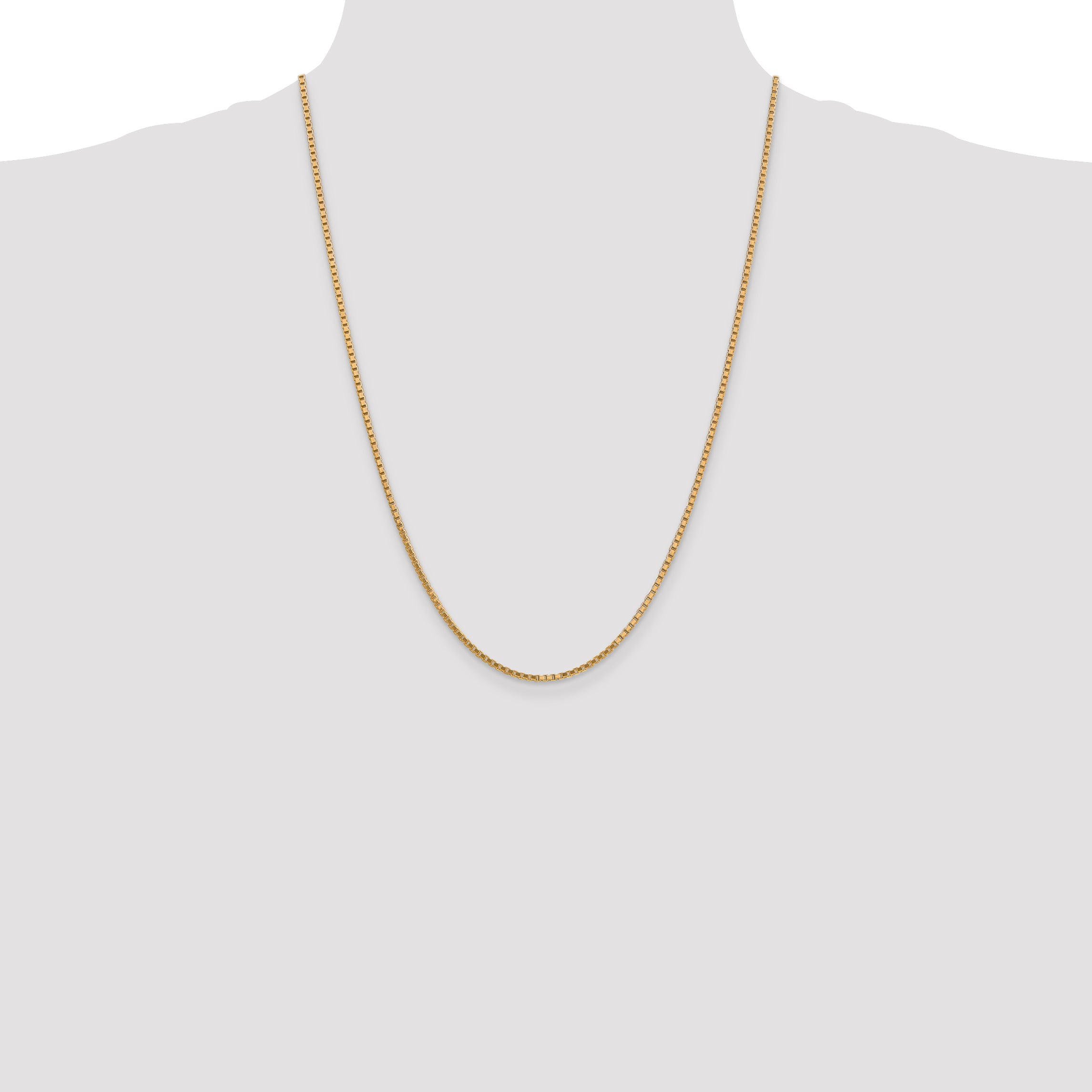 14K Yellow Gold Solid Box Chain Necklace 1.9mm