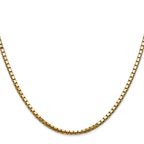 14K Yellow Gold Solid Box Chain Necklace 2.5mm