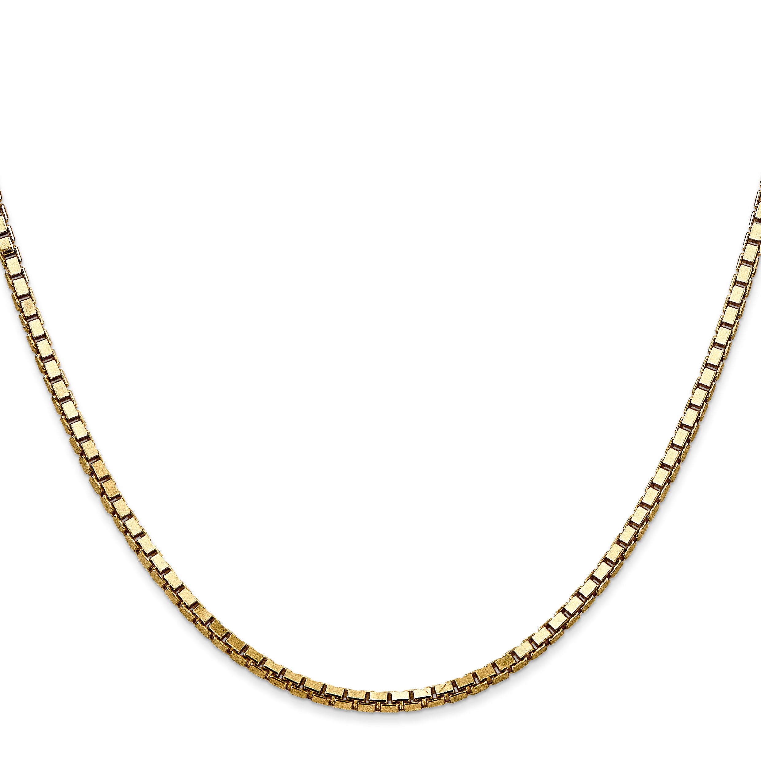 14K Yellow Gold Solid Box Chain Necklace 2.5mm