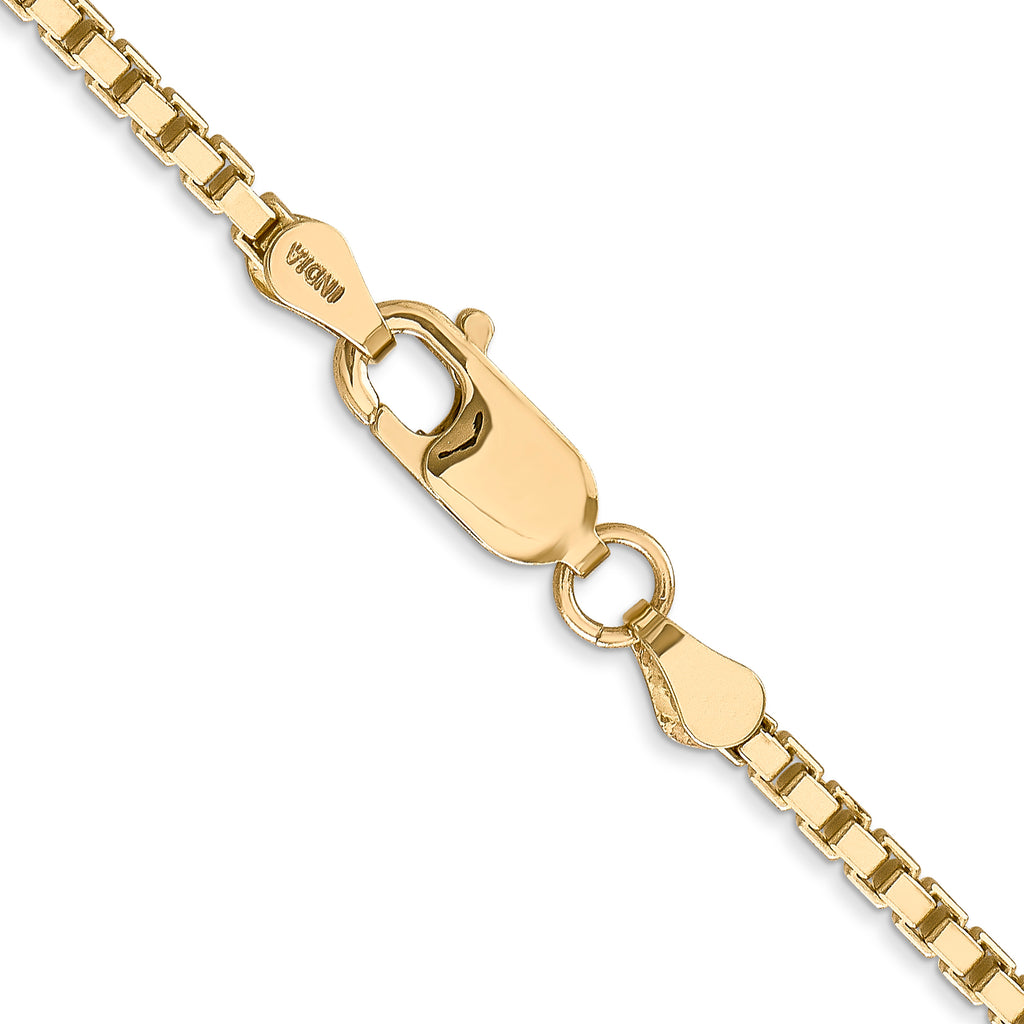 14K Yellow Gold Solid Box Chain Necklace 2.5mm