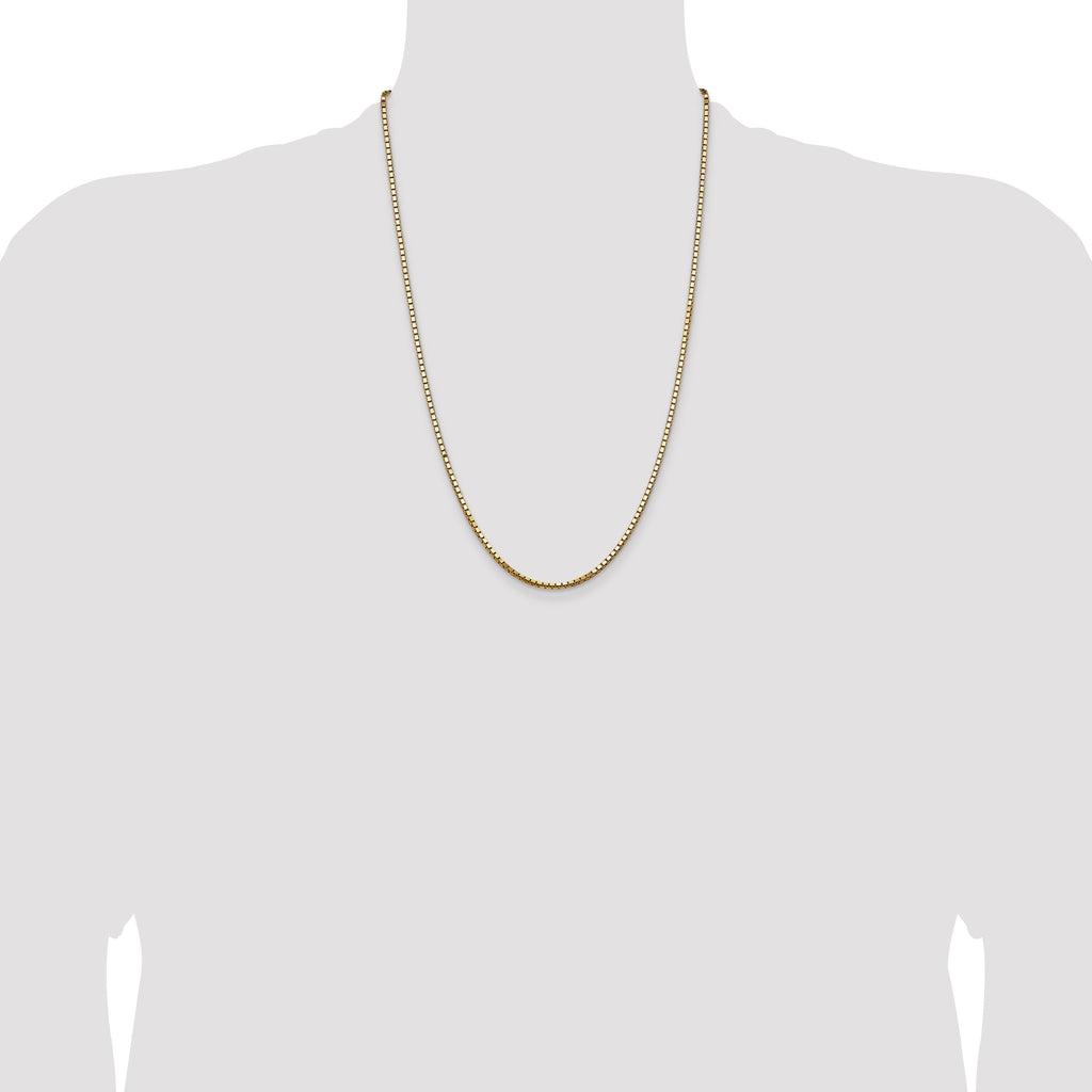 14K Yellow Gold Solid Box Chain Necklace 2.5mm