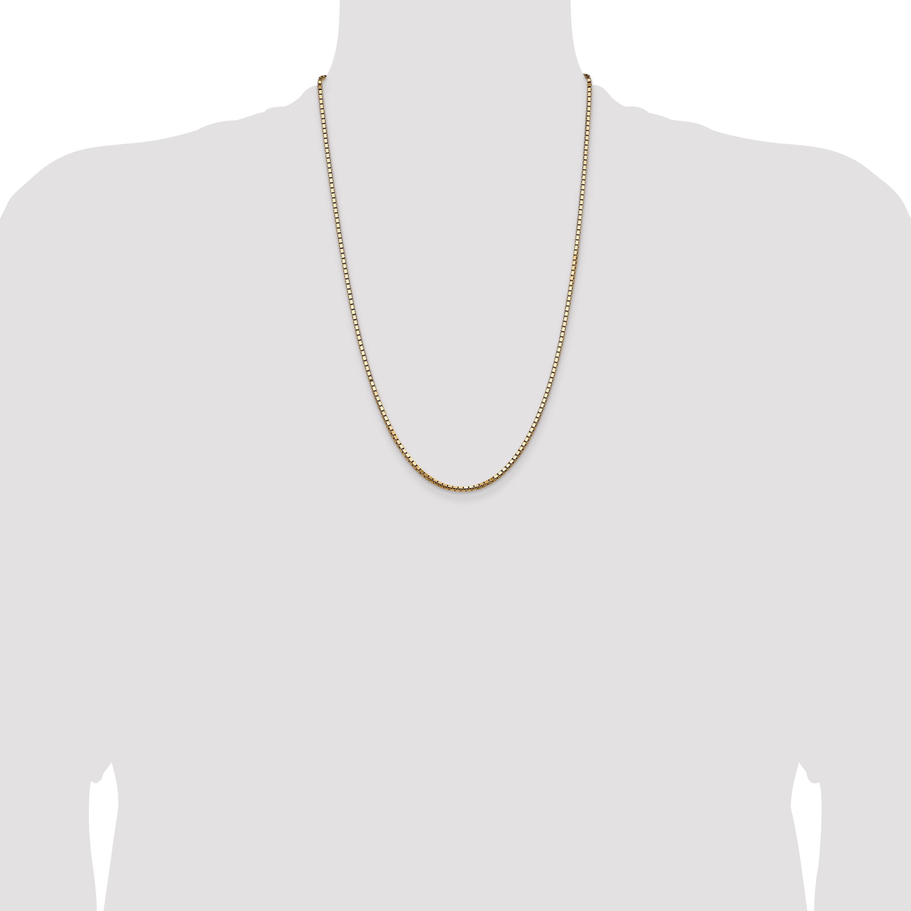 14K Yellow Gold Solid Box Chain Necklace 2.5mm