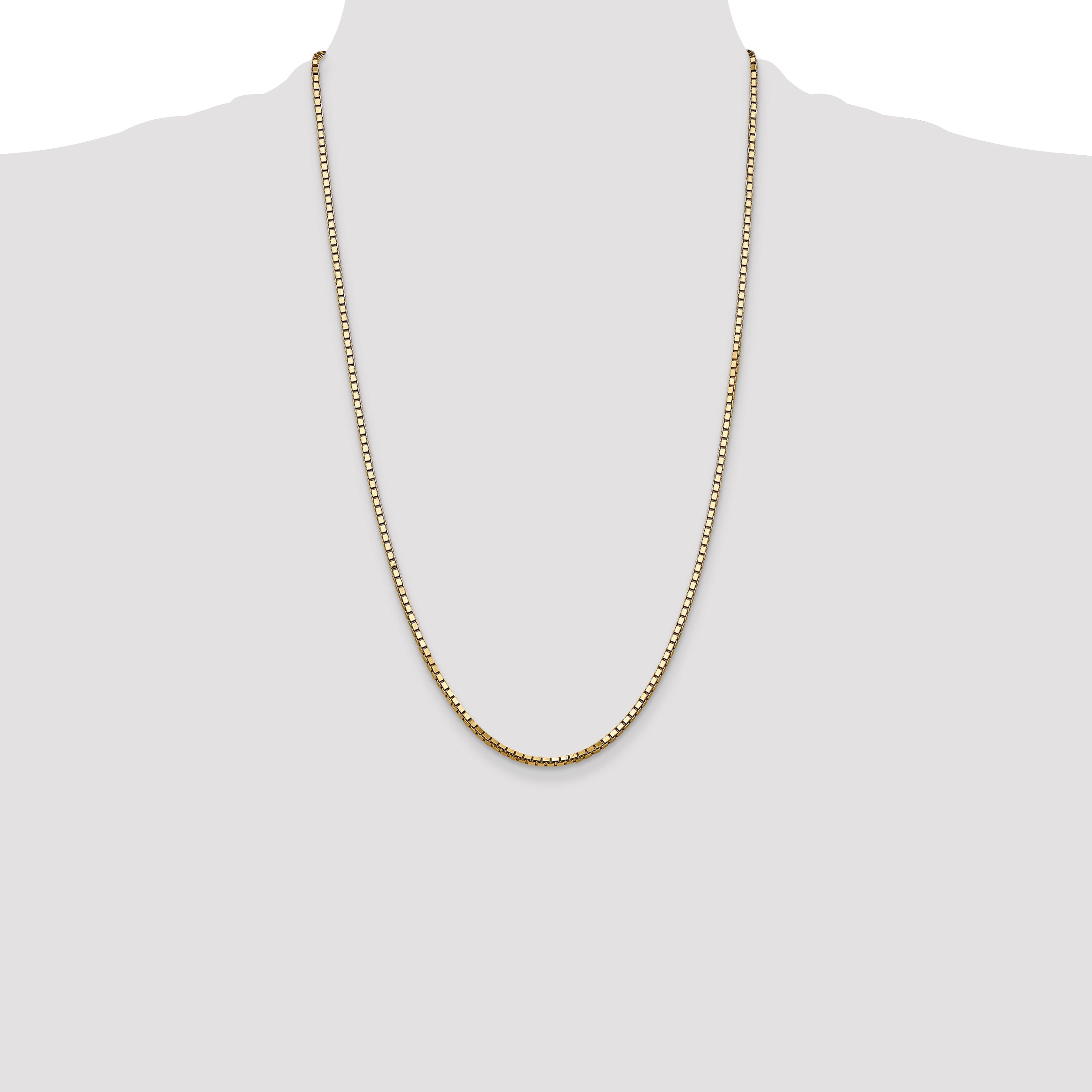 14K 26 inch 2.5mm Box with Lobster Clasp Chain