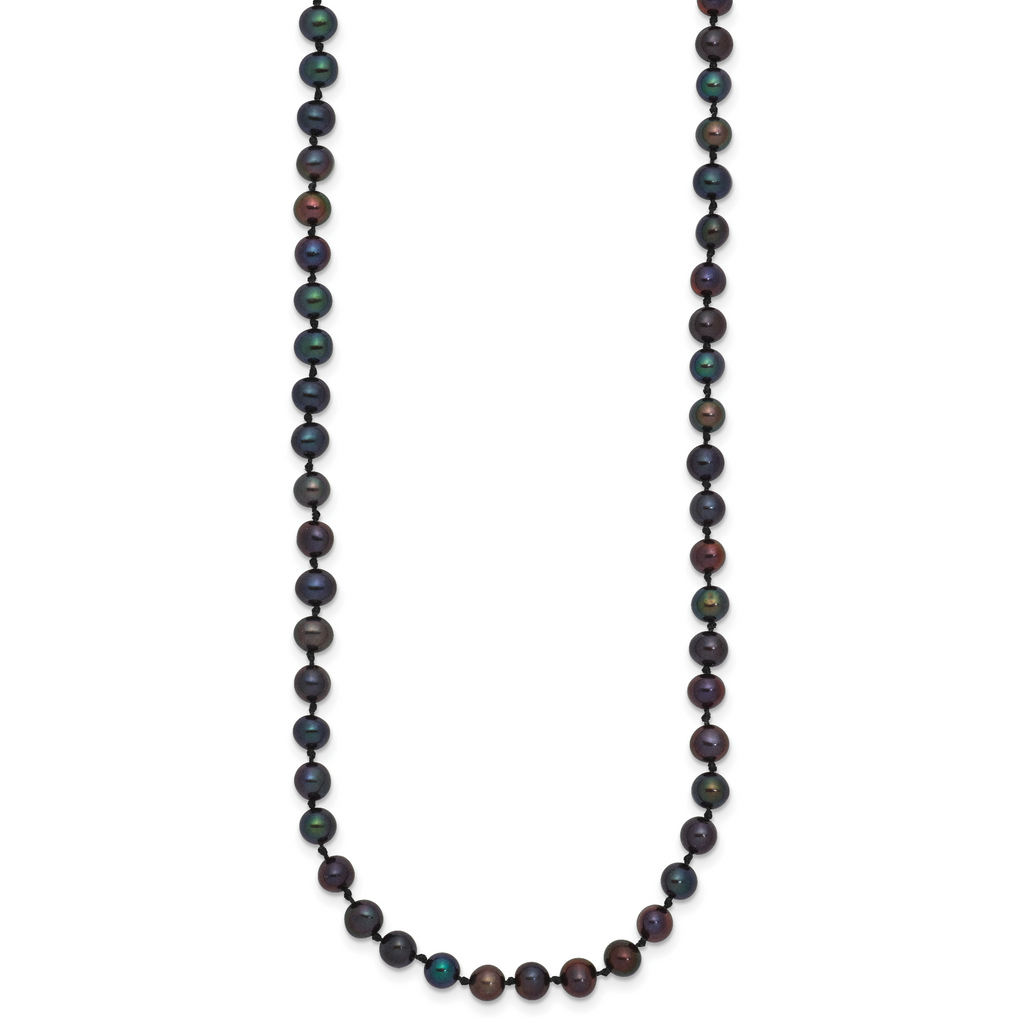14k 4-5mm Black Near-Round Freshwater Cultured Pearl 20 inch Necklace