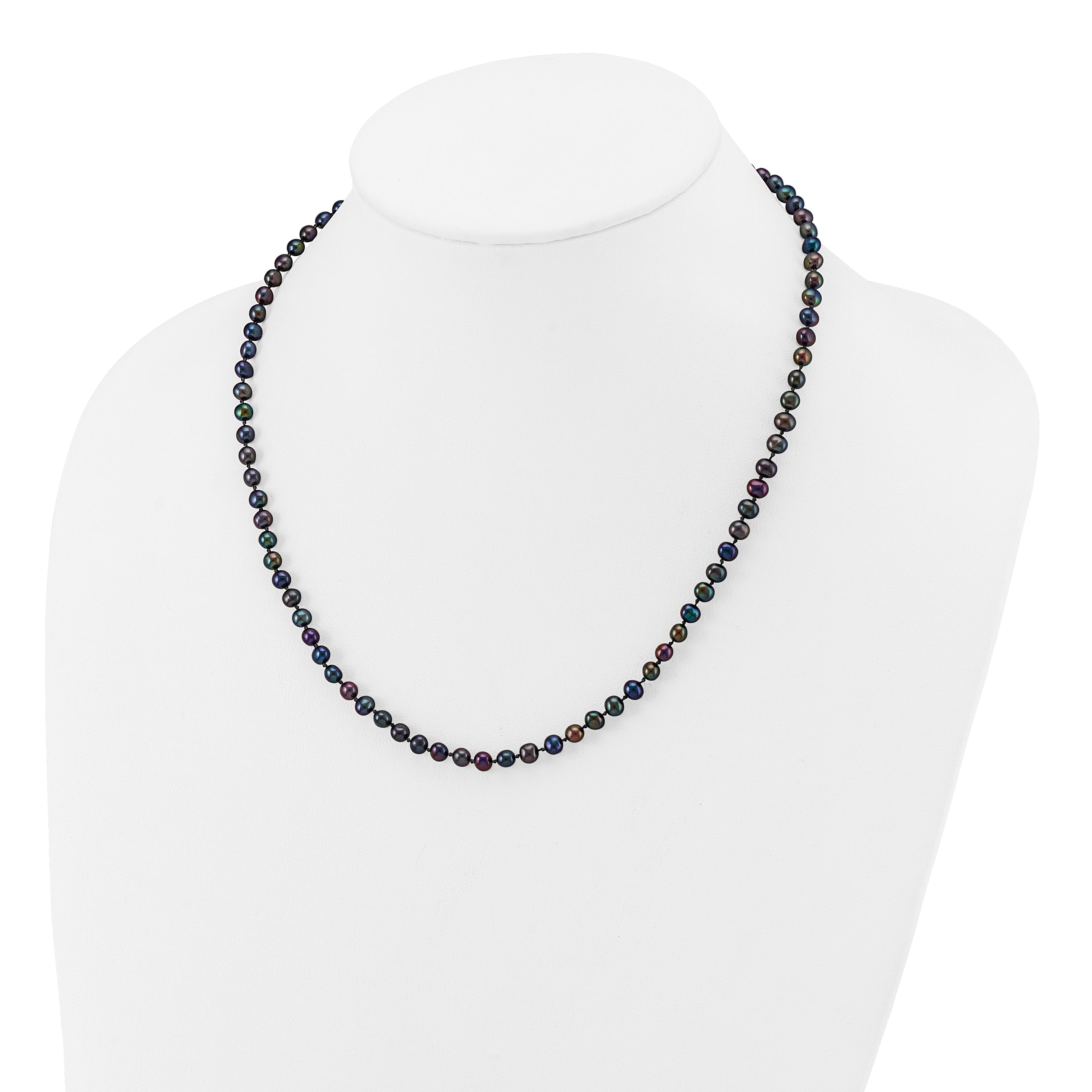 14k 4-5mm Black Near-Round Freshwater Cultured Pearl 18 inch Necklace