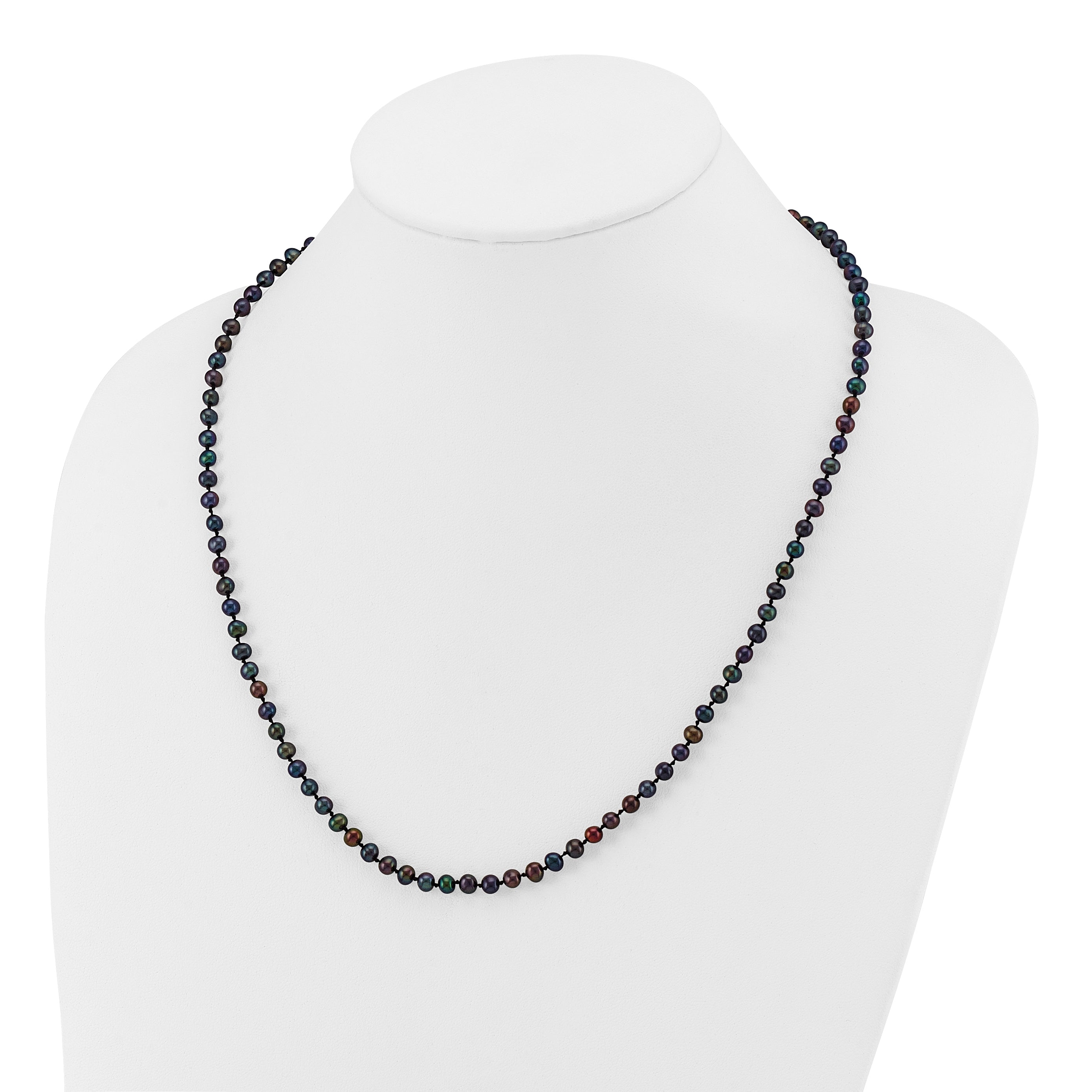 14k 4-5mm Black Near-Round Freshwater Cultured Pearl 20 inch Necklace