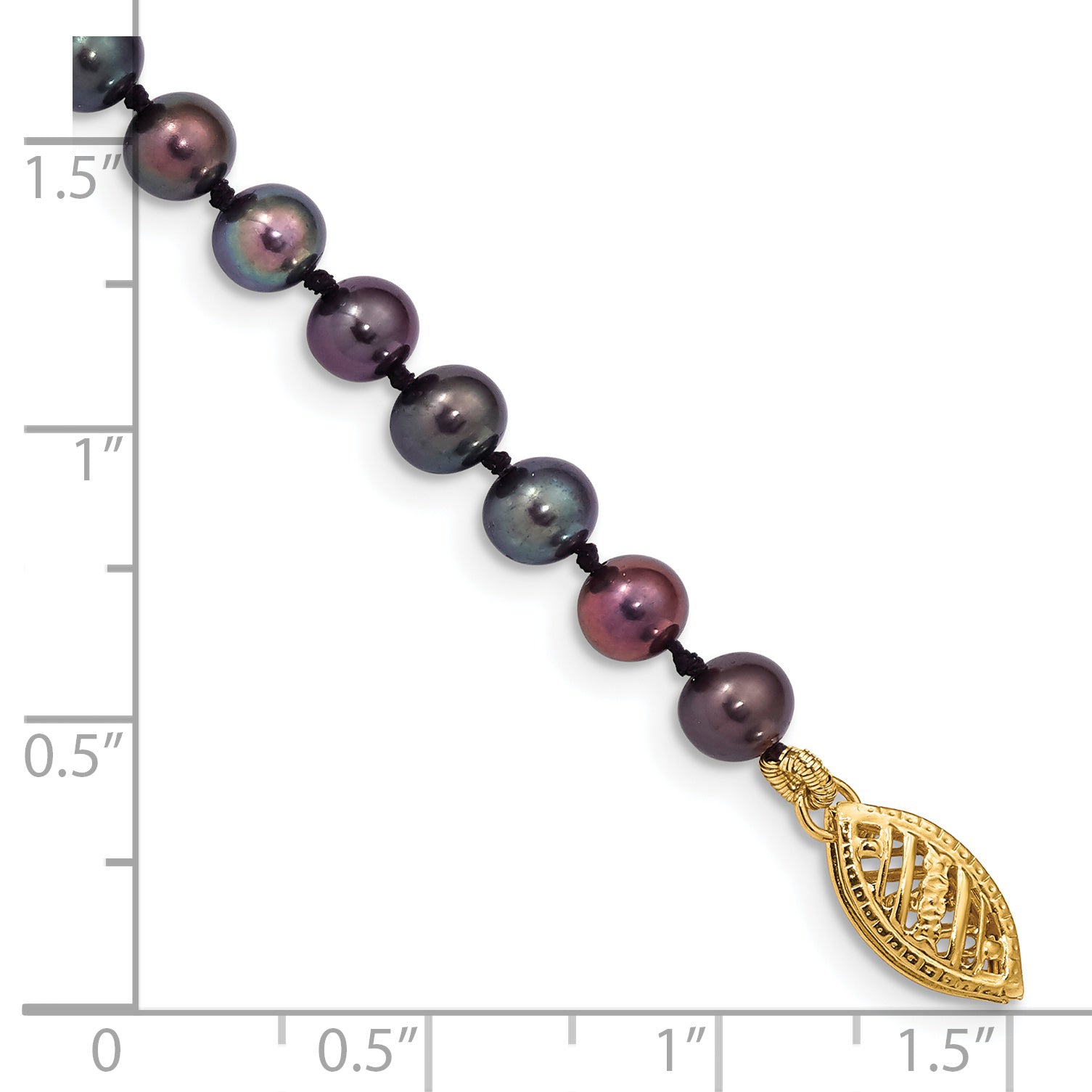 14k 4-5mm Black Near-Round Freshwater Cultured Pearl 7.5 inch Bracelet