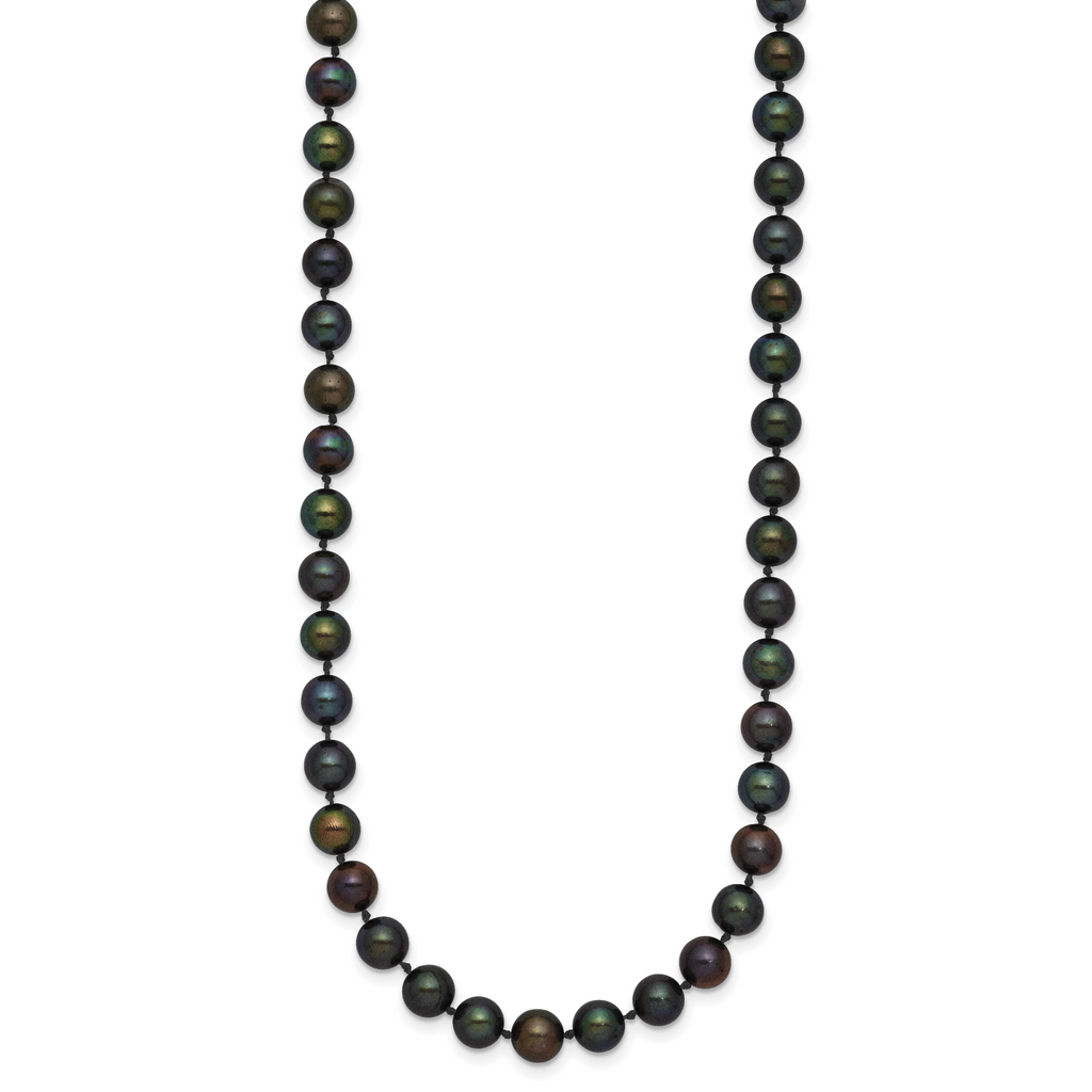 14k 5-6mm Black Near-Round Freshwater Cultured Pearl 24 inch Necklace