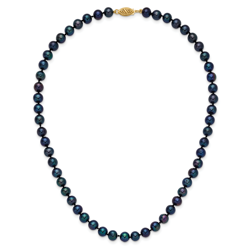 14k 6-7mm Black Near-Round Freshwater Cultured Pearl 16 inch Necklace