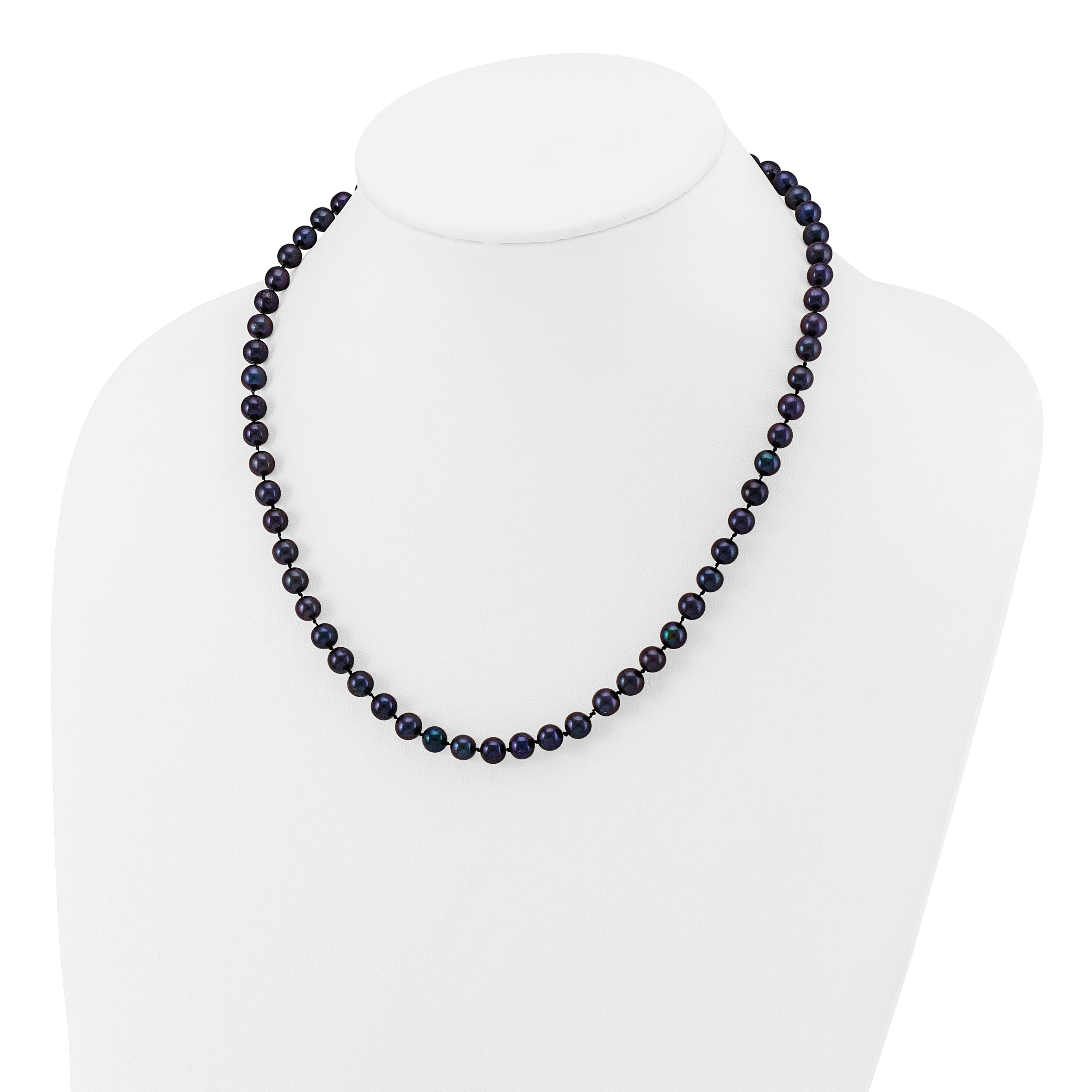 14k 6-7mm Black Near-Round Freshwater Cultured Pearl 18 inch Necklace