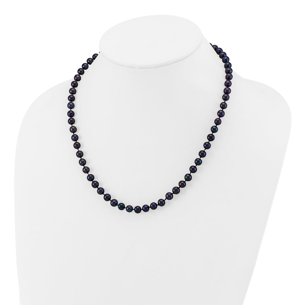 14k 6-7mm Black Near-Round Freshwater Cultured Pearl 18 inch Necklace