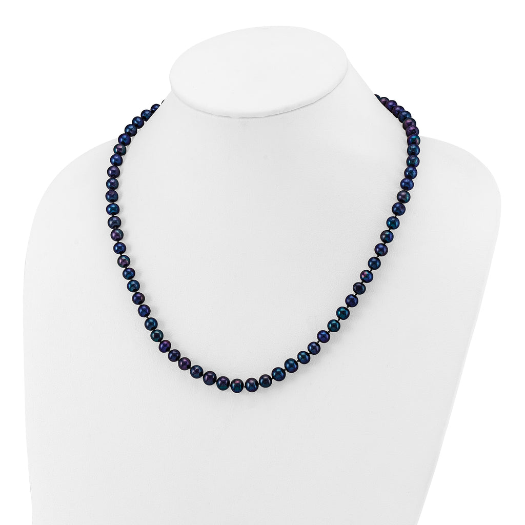 14k 6-7mm Black Near-Round Freshwater Cultured Pearl 20 inch Necklace