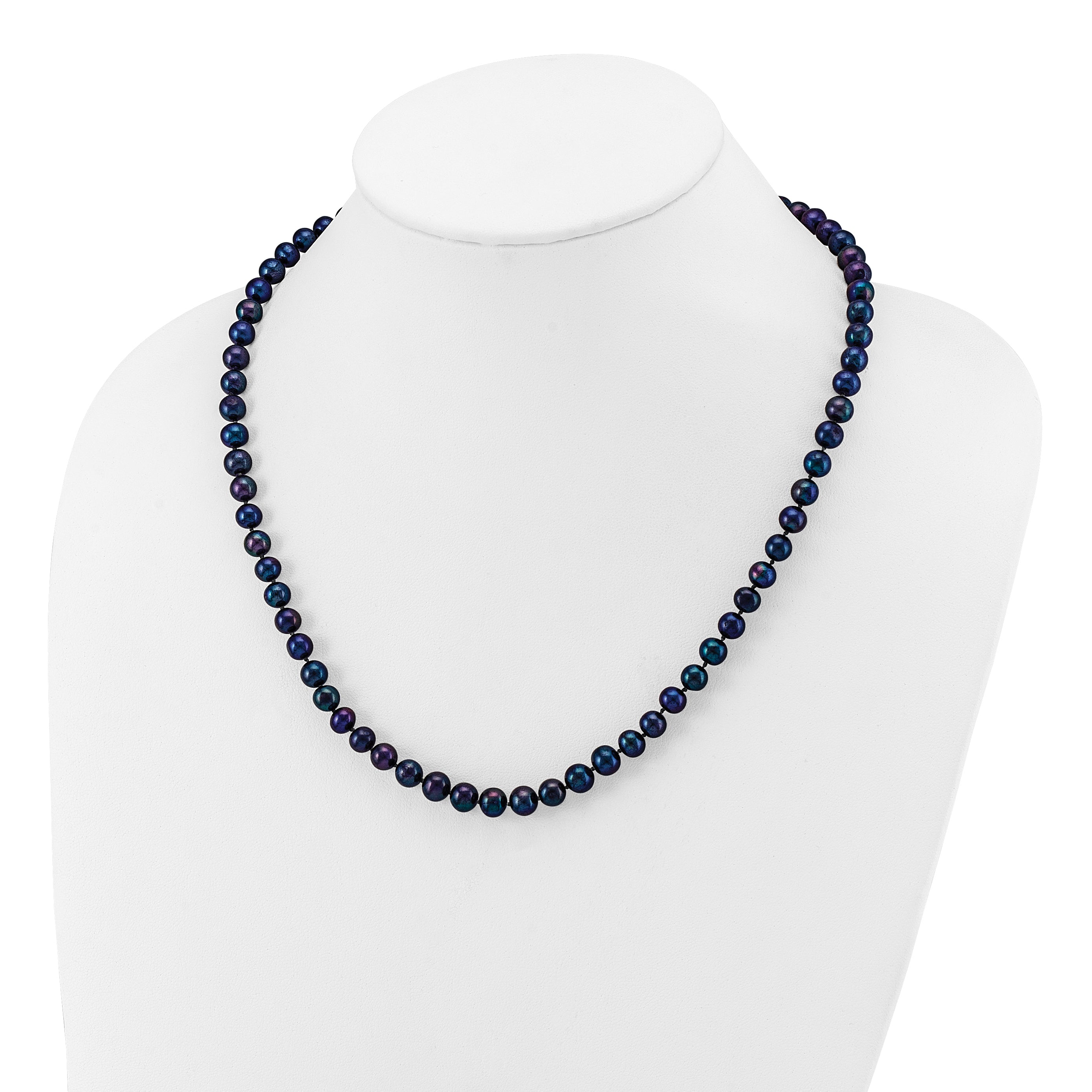 14k 6-7mm Black Near-Round Freshwater Cultured Pearl 20 inch Necklace