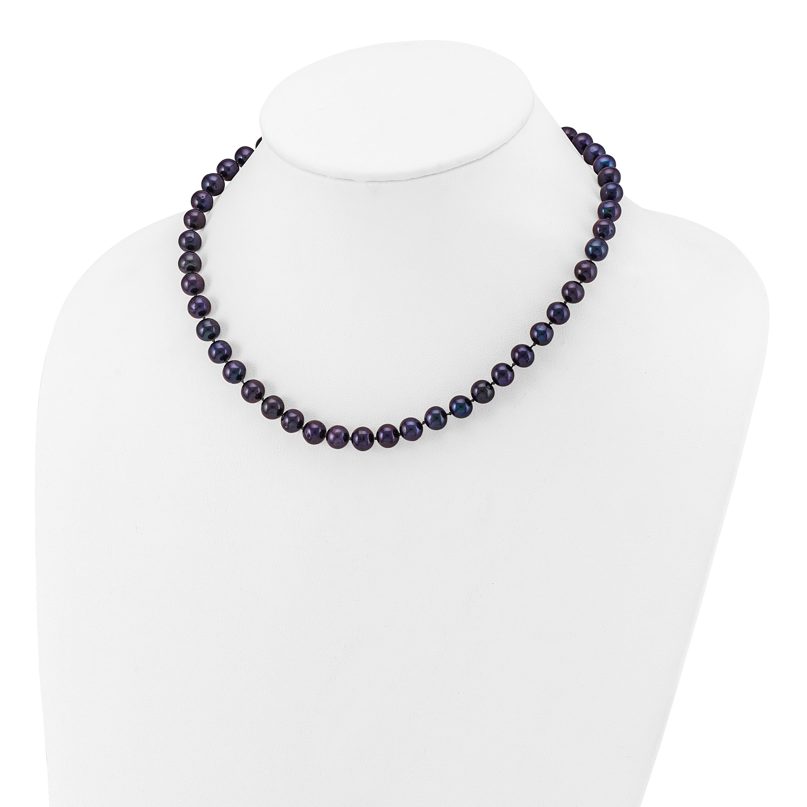 14k 7-8mm Black Near-Round Freshwater Cultured Pearl 16 inch Necklace