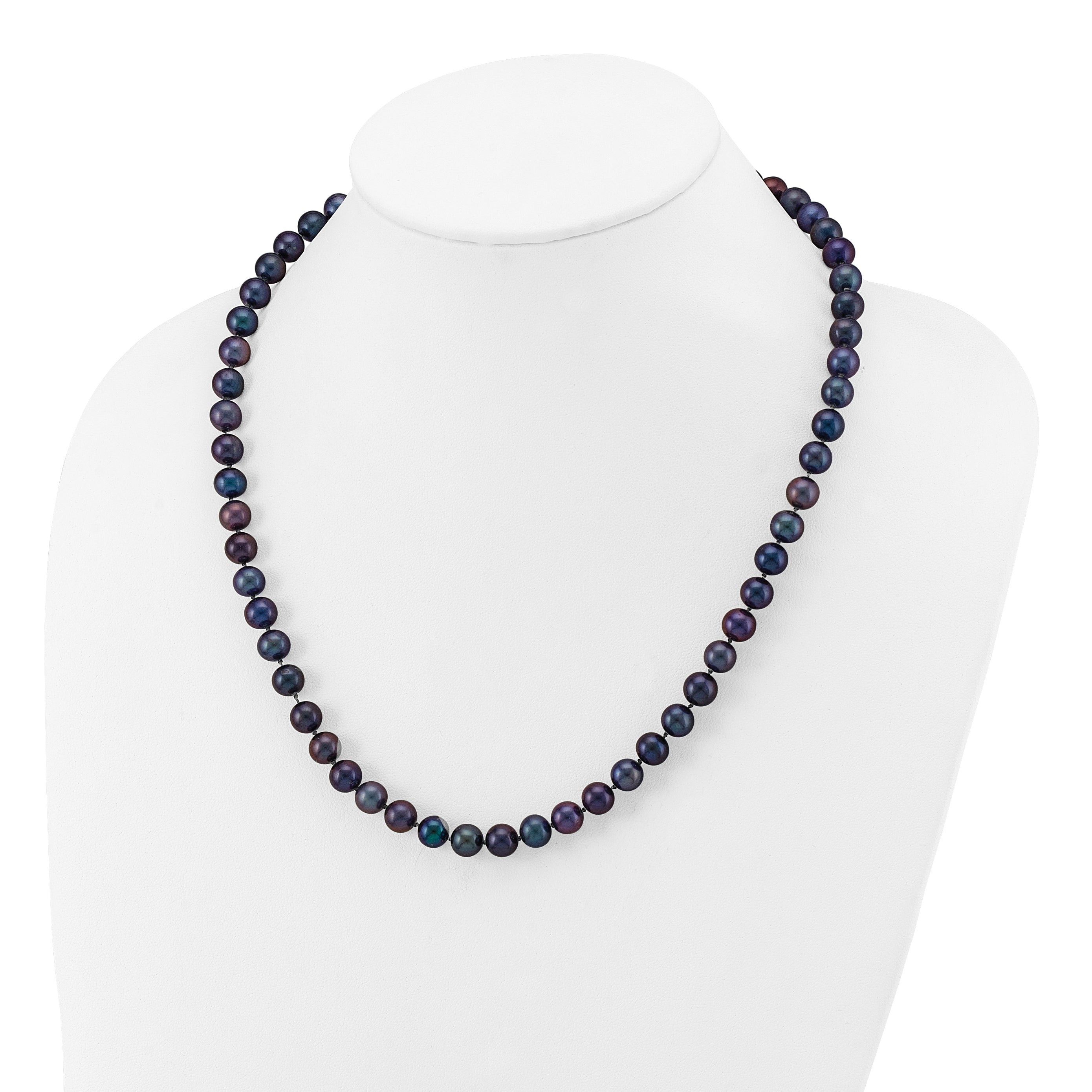 14k 7-8mm Black Near-Round Freshwater Cultured Pearl 20 inch Necklace