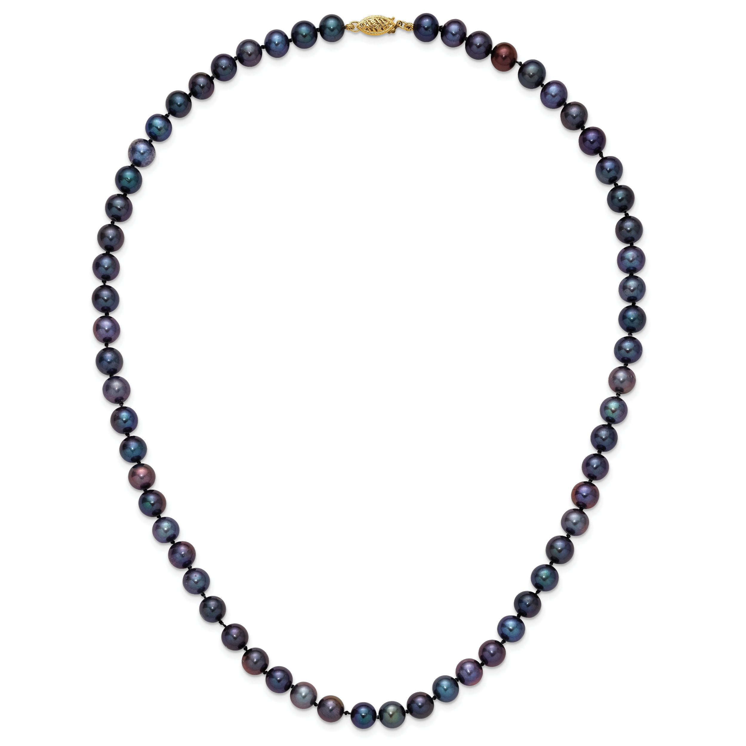 14k 7-8mm Black Near-Round Freshwater Cultured Pearl 20 inch Necklace