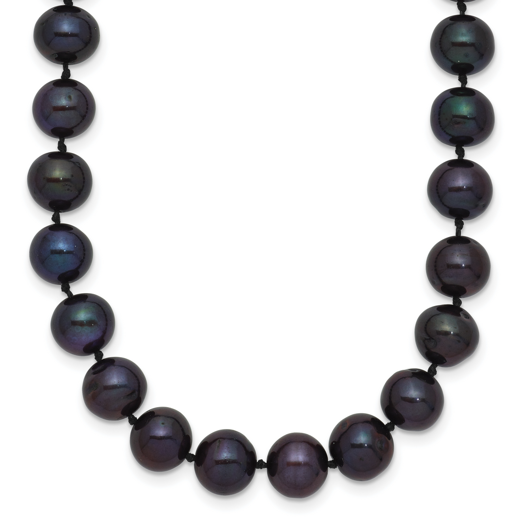 14k 7-8mm Black Near-Round Freshwater Cultured Pearl 16 inch Necklace - Sophia Jewelers