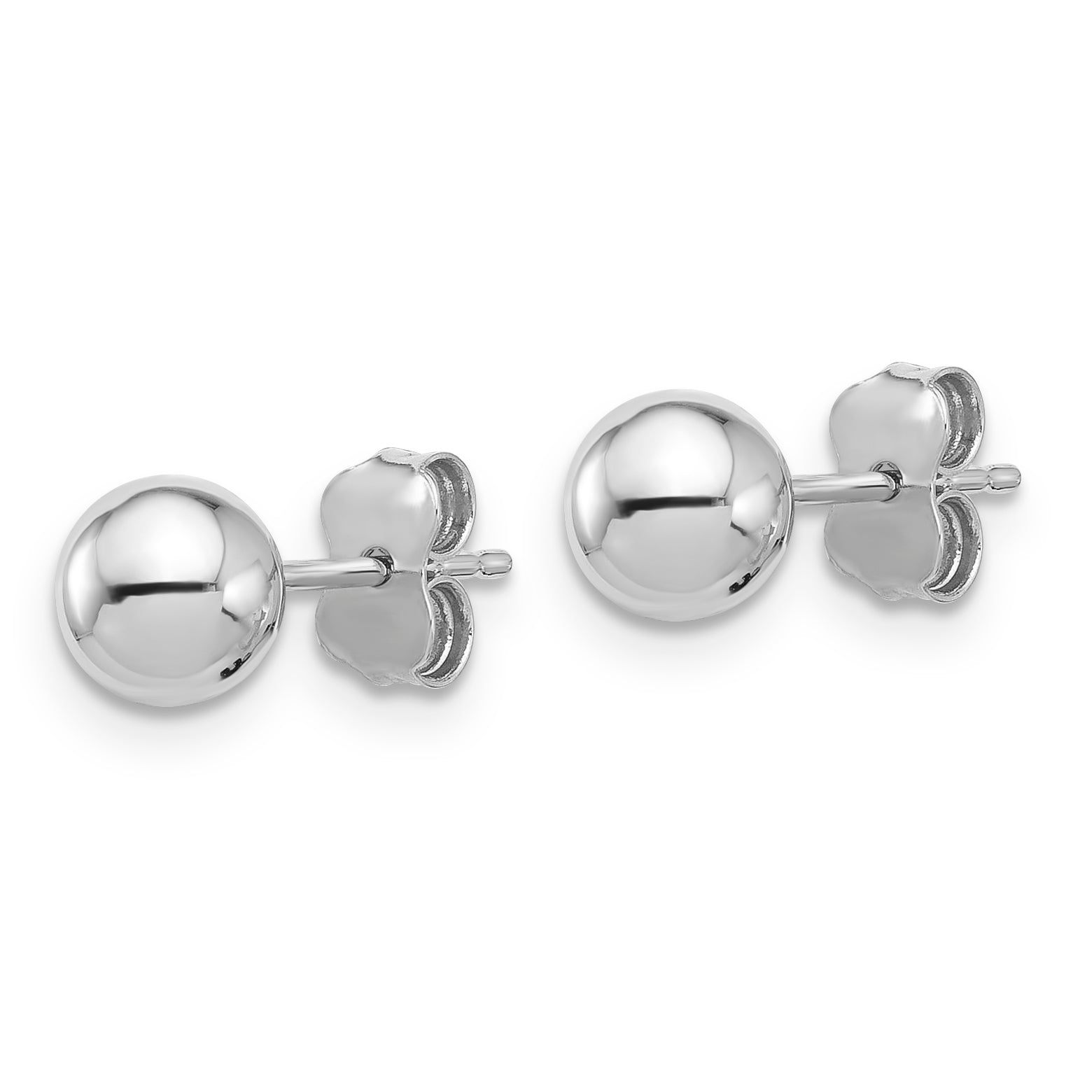 Ball Stud Earrings in 14K White Gold, 6mm Secondary image