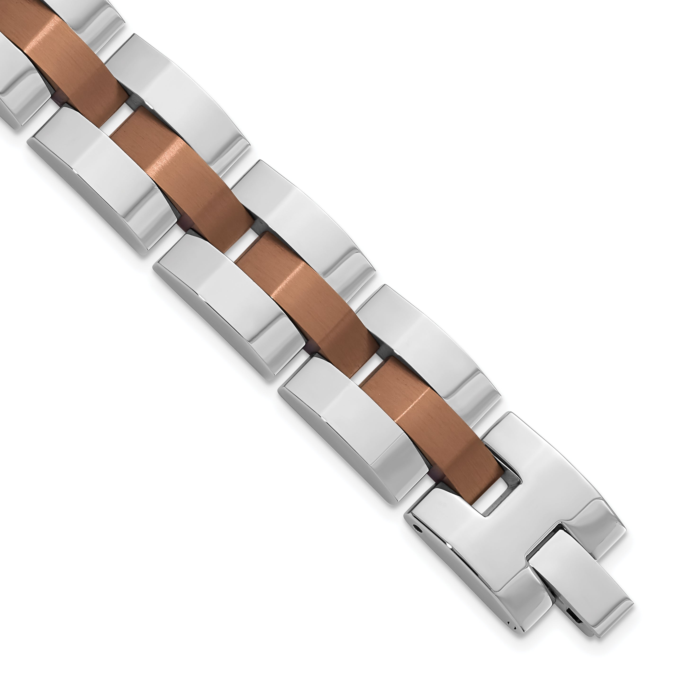 Stainless Steel Brown PVD-Plated Polished & Satin Men's Link Bracelet Main image