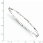 14K White Gold Polished Twisted Hinged Bangle
