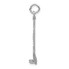 14k White Gold Satin D/C Hockey Stick Charm