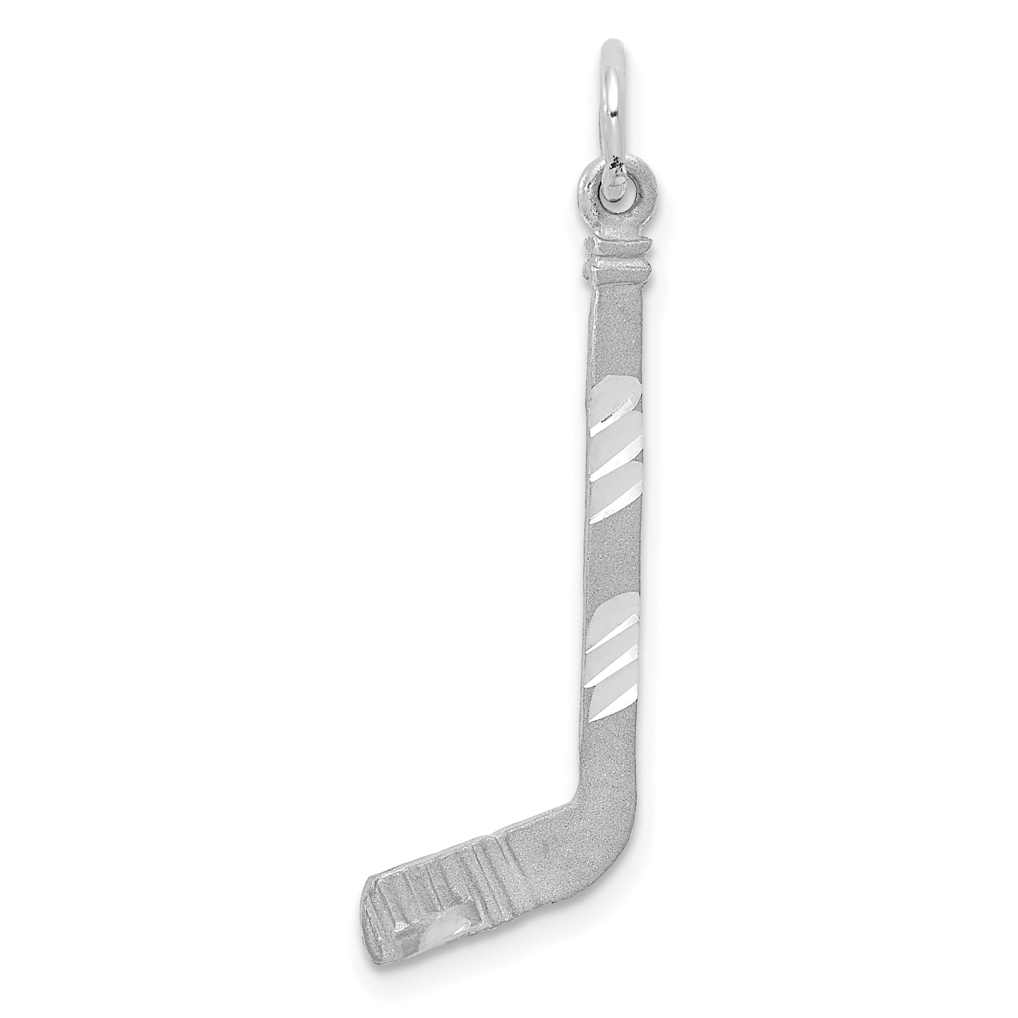 14k White Gold Satin D/C Hockey Stick Charm Main image