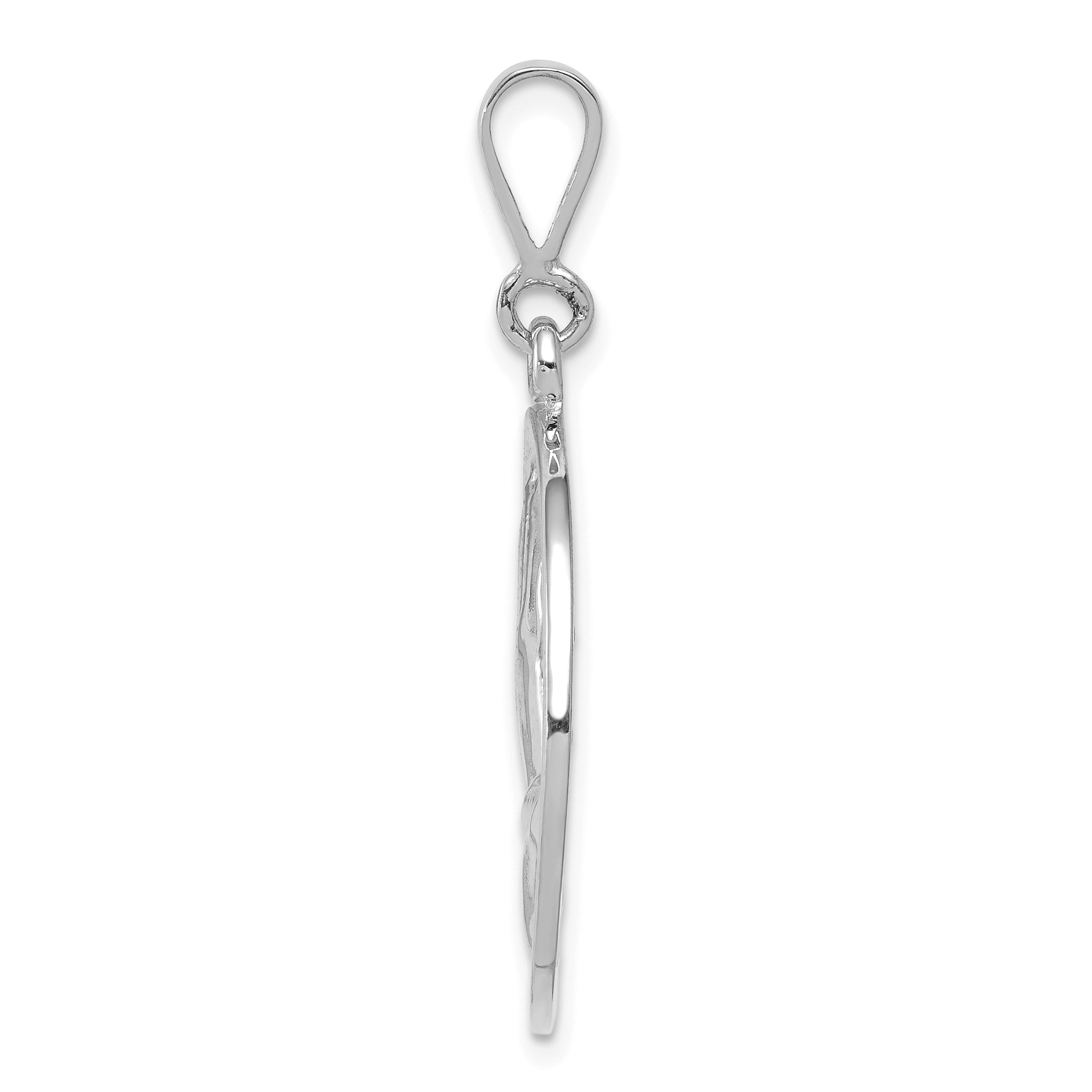 14k White Gold Praying Hands & Serenity Prayer Pendant