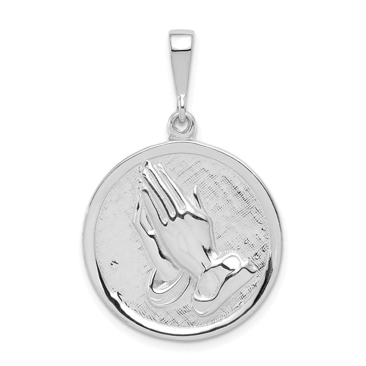 Praying Hands & Serenity Prayer Pendant in 14K White Gold, 35mm - Sophia Jewelers Main image