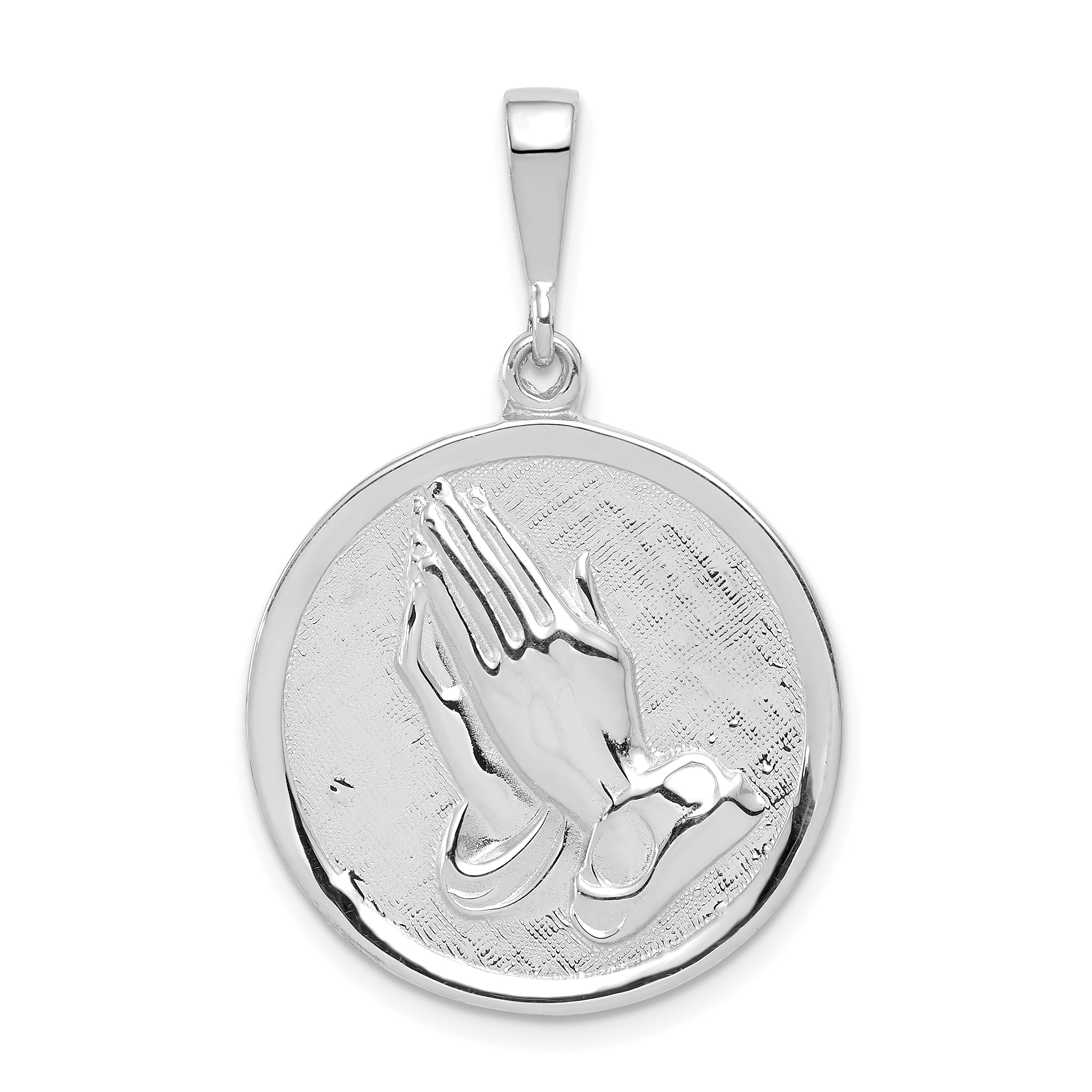 14k White Gold Praying Hands & Serenity Prayer Pendant Main image