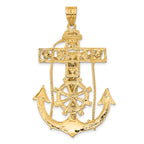 14k Two-tone Large Mariners Crucifix Pendant