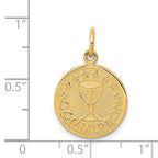 14K Yellow Gold Polished and Satin COMMUNION Round Disc Charm