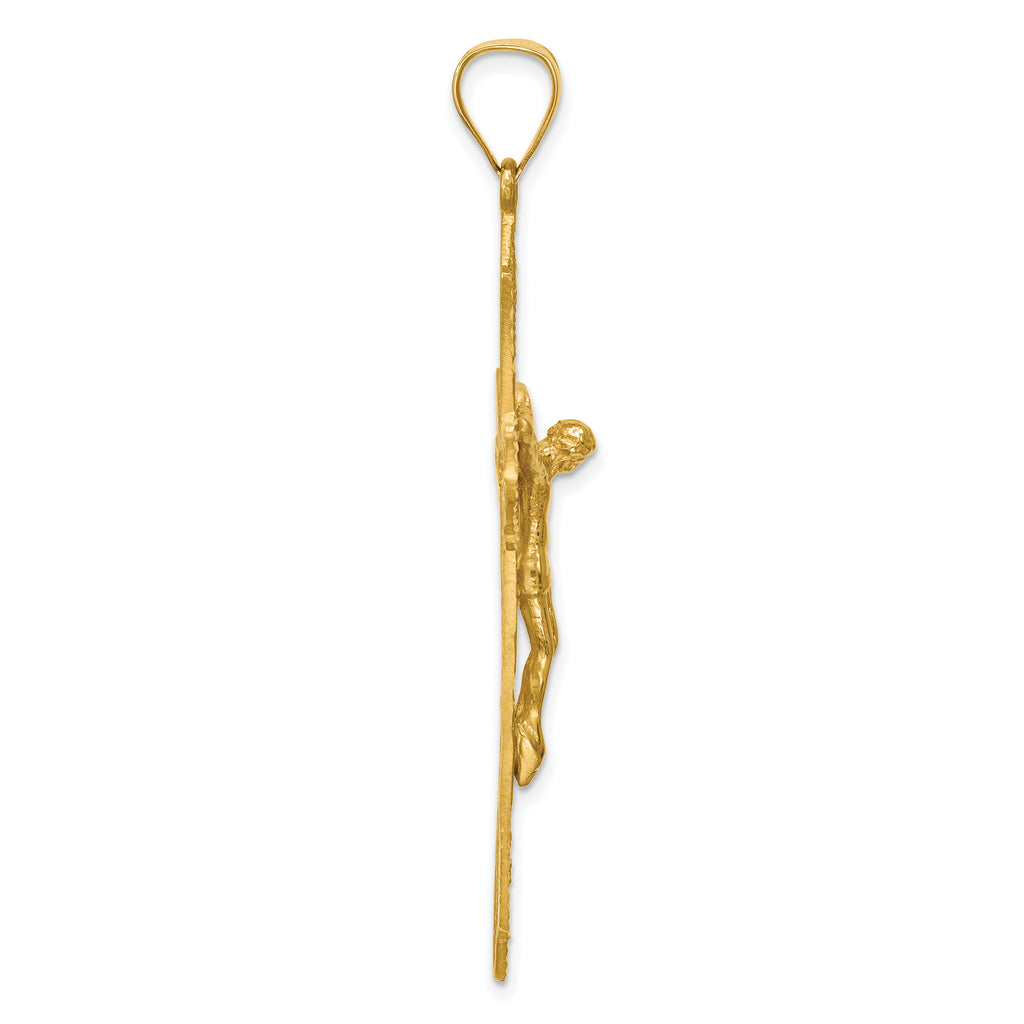 14K Satin Diamond-Cut Crucifix Pendant