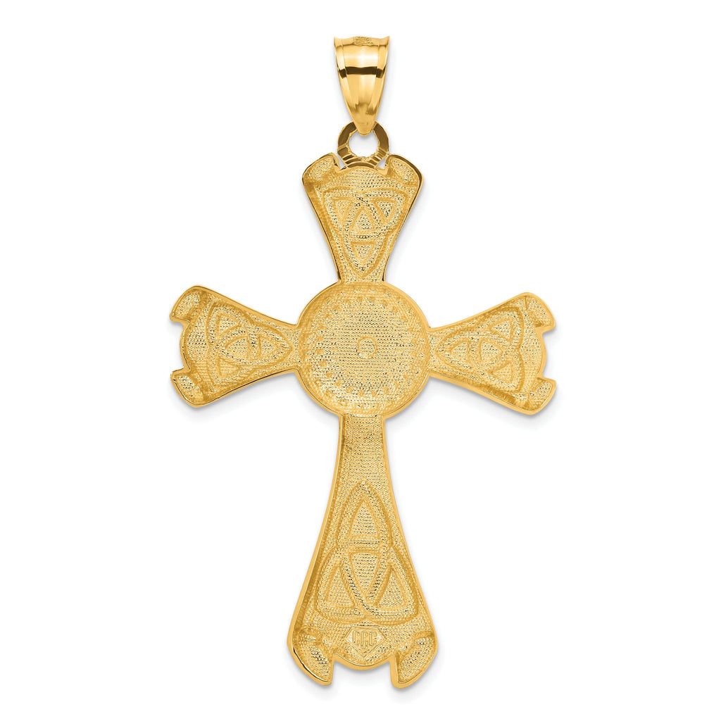 Large Celtic Cross Pendant in 14K Yellow Gold, 65mm Textured - Sophia Jewelers