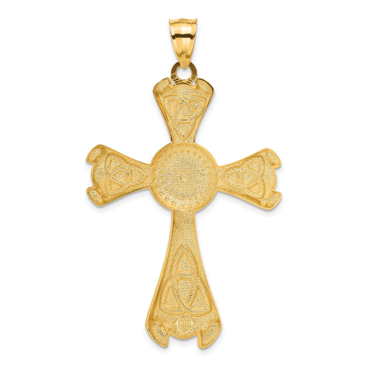 Large Celtic Cross Pendant in 14K Yellow Gold, 65mm Textured - Sophia Jewelers