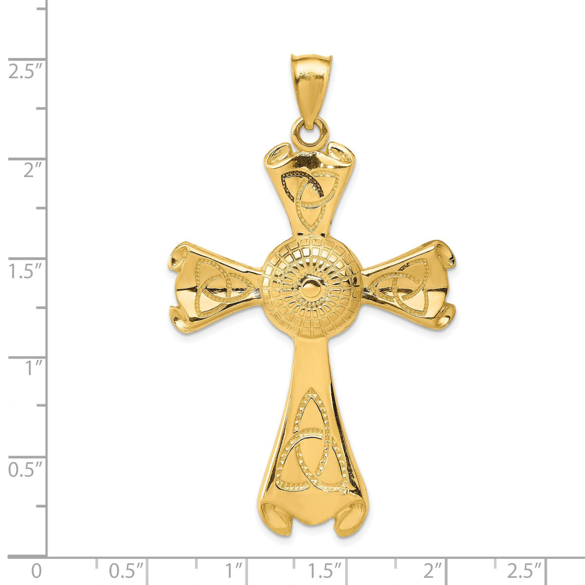 Large Celtic Cross Pendant in 14K Yellow Gold, 65mm Textured - Sophia Jewelers
