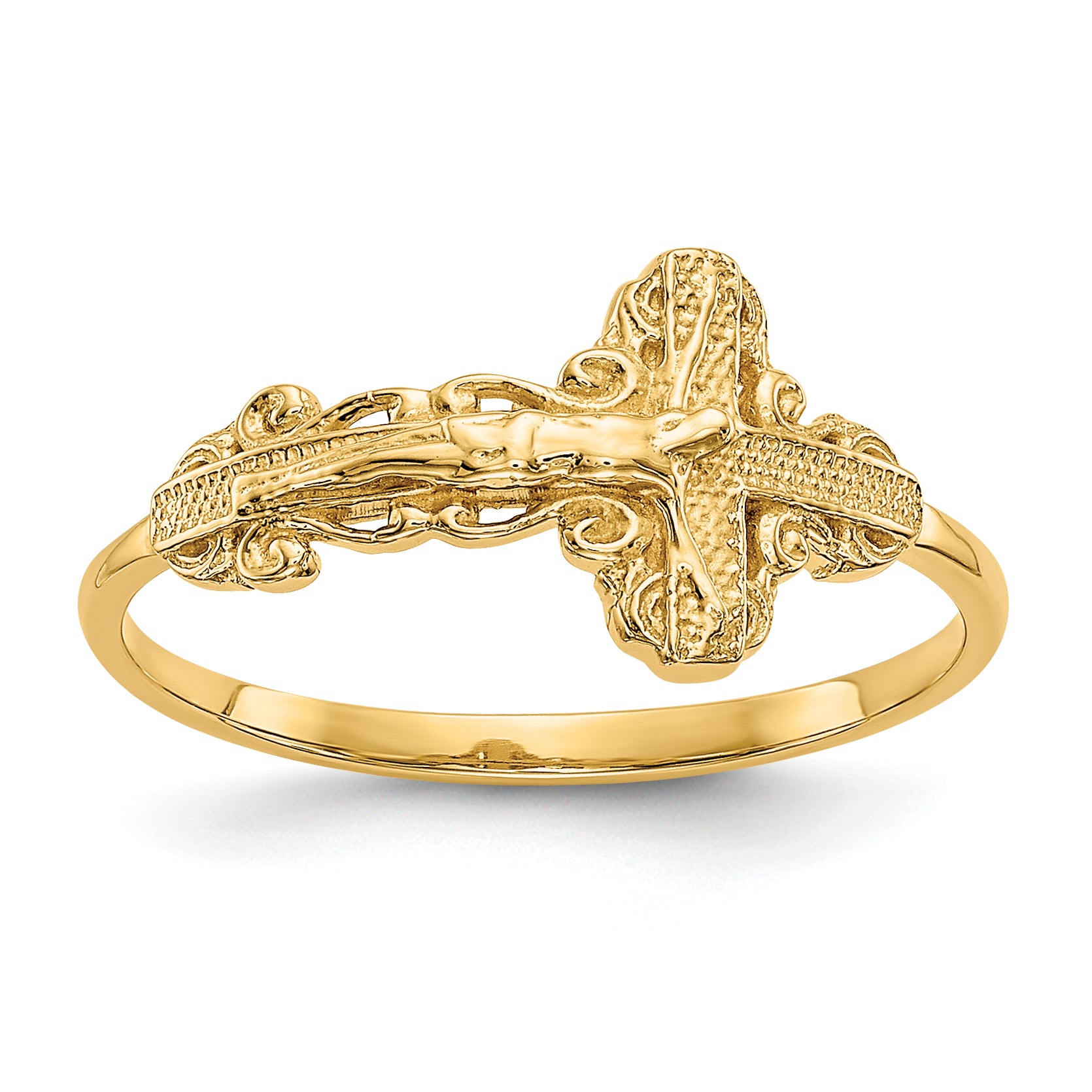 10k Diamond-Cut Crucifix Ring Main image