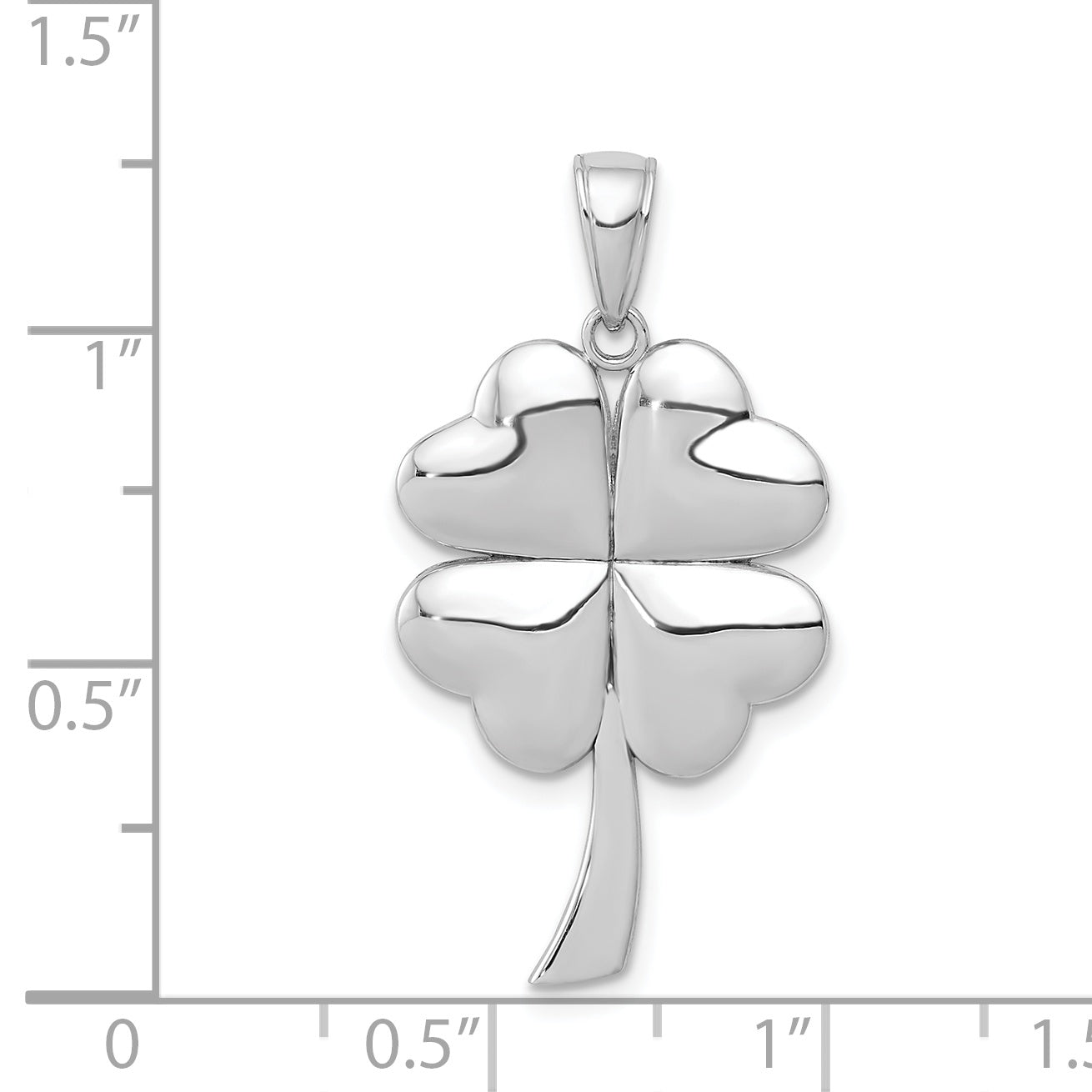 14K White Gold Polished 4-Leaf Clover Charm