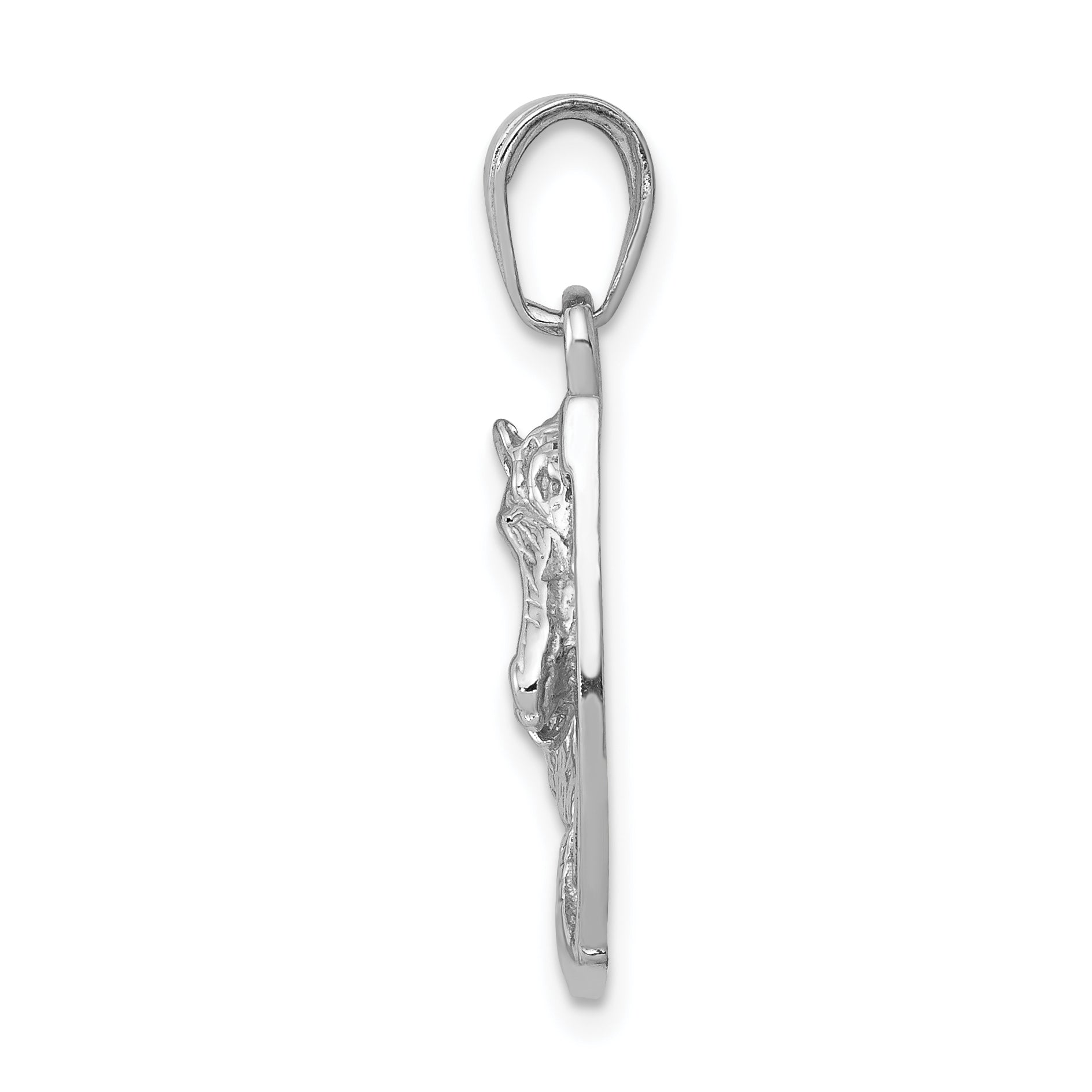 14k White Gold Solid Polished Horse Head in Horseshoe Pendant Secondary image