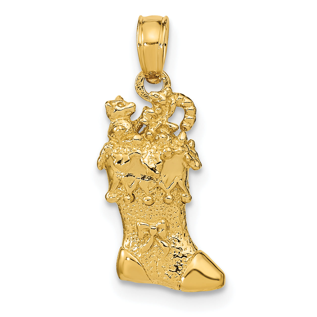 14k Solid Polished 3D Christmas Stocking Charm Main image