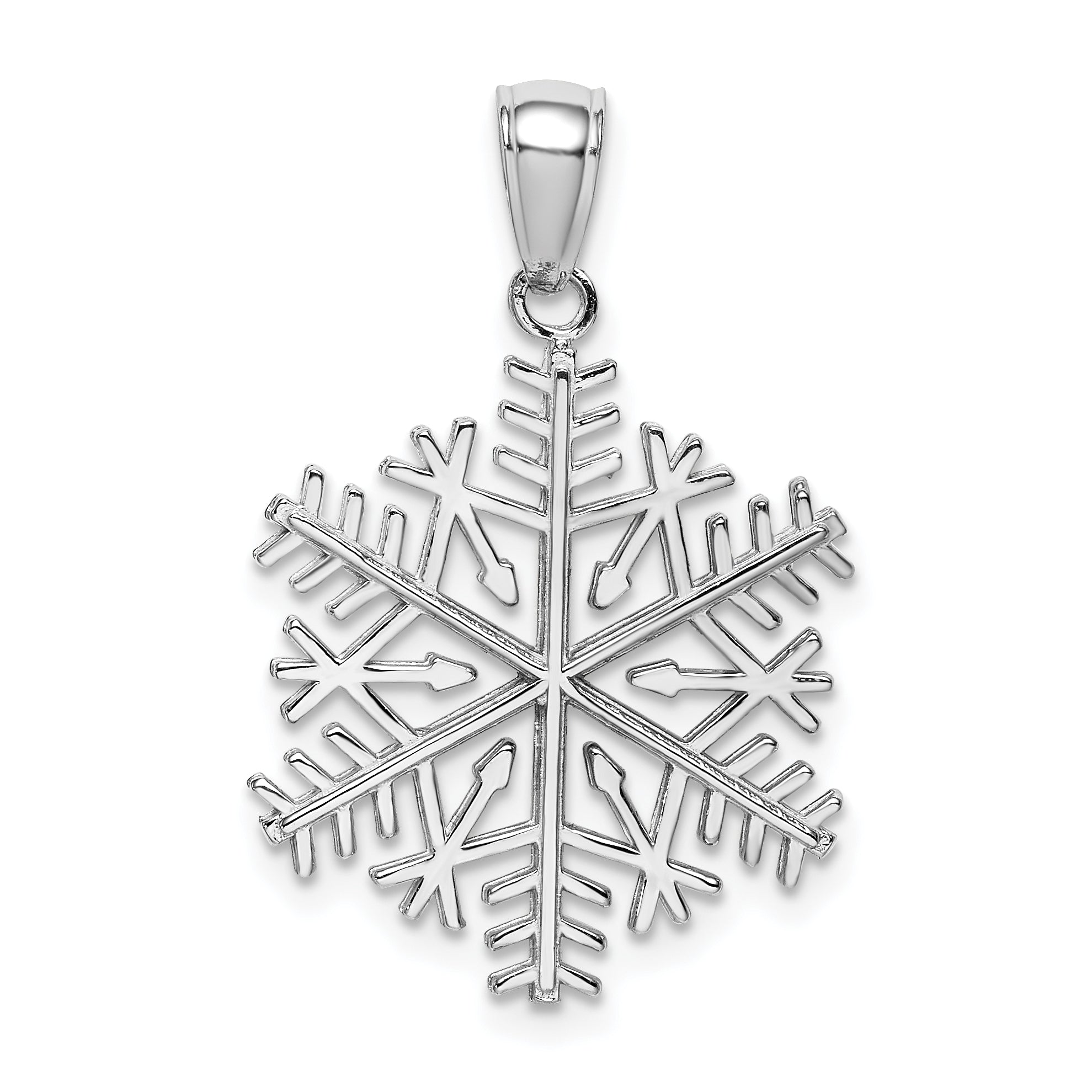 14k White Gold Polished Snowflake Pendant Main image