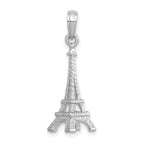 14k White Gold Solid Polished 3-D Eiffel Tower Charm - Sophia Jewelers