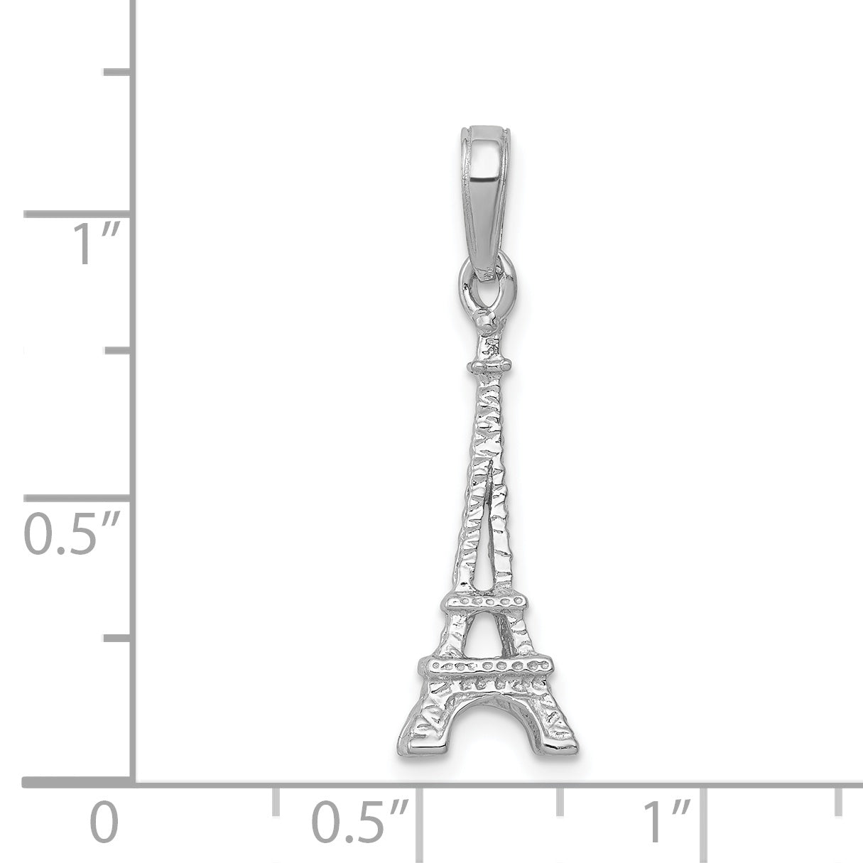 14k White Gold Solid Polished 3-D Eiffel Tower Charm