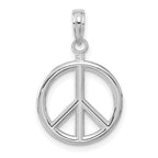 14k White Gold 3-D Polished Peace Sign Charm - Sophia Jewelers